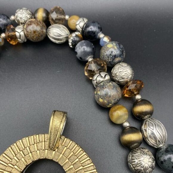 Premier Designs Necklace Bracelet Set Top Notch Pendant Reversible Gold Silver - Picture 9 of 16